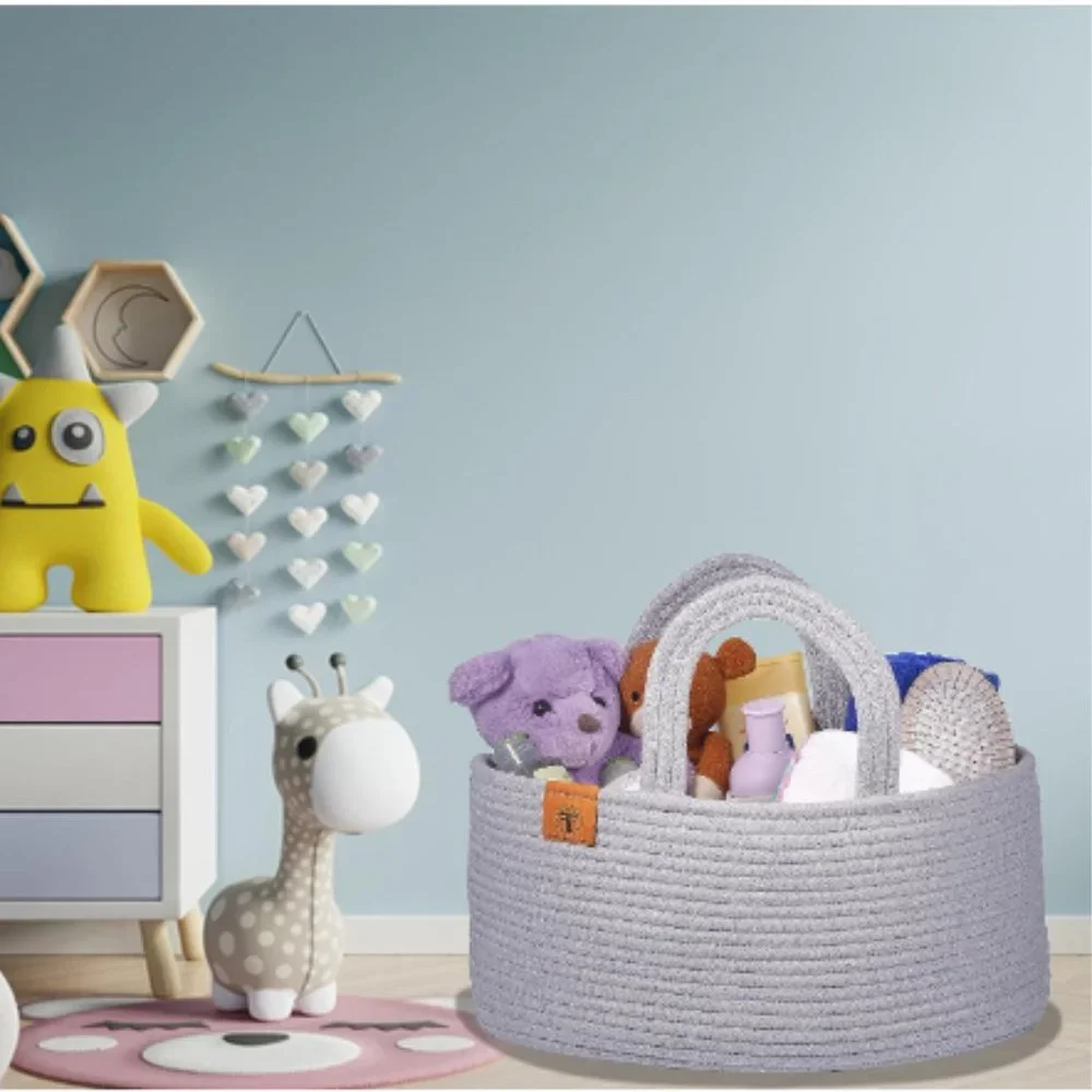 Cotton Rope Diaper Basket Caddy - Baby Diaper Bag - Nursery/ Car Organizer